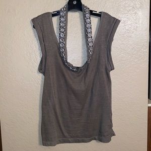 bebe Gray Embellished Sleeveless Top